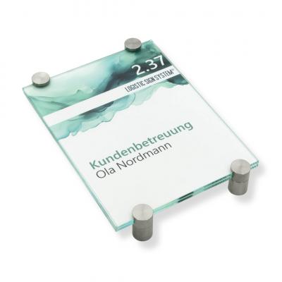 Türschild VITRUM K , Glasschild, Büroschild, Doppelglasschild